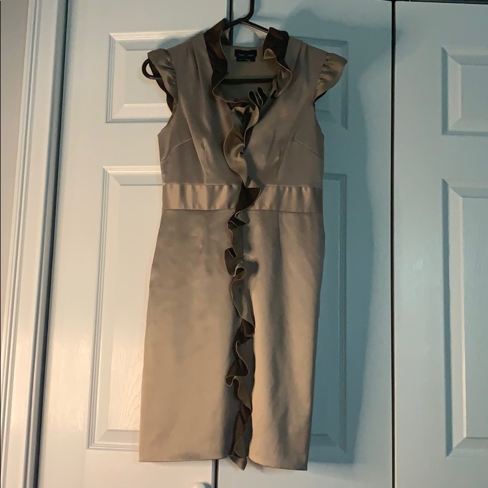 Beige/Brown ruffle Max & Cleo dress